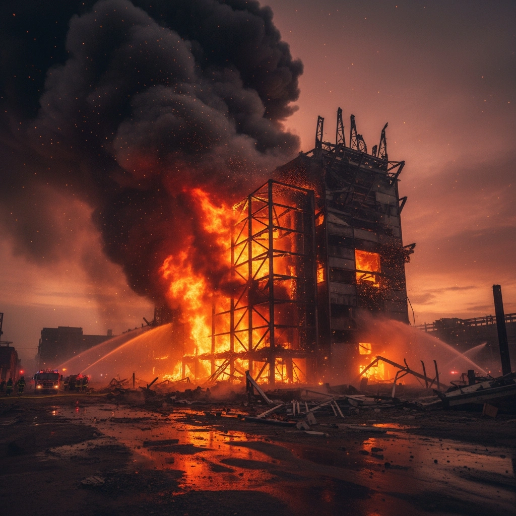 Scene engulfed in fire