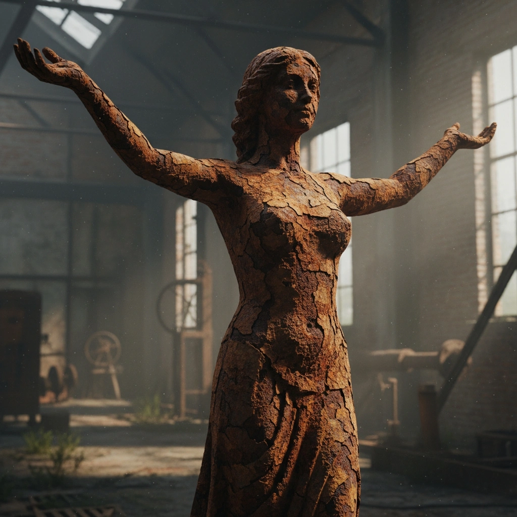 Rusted iron statue